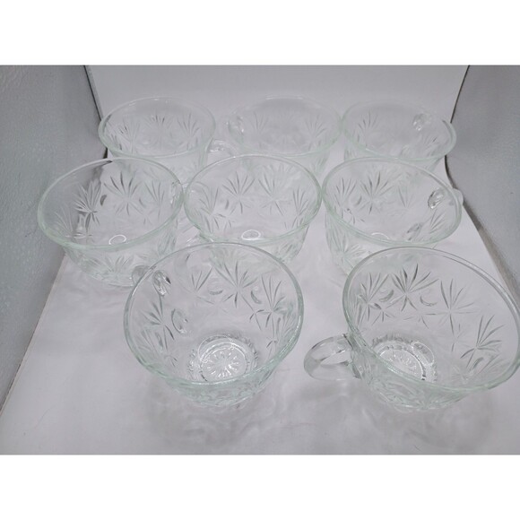 Hazel Atlas Square Pressed Glass Vintage Cortado/Machiato/Punch Cups Lot of 8 - Picture 1 of 14